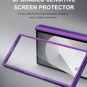 Sixbox For Samsung Galaxy Z Fold 6 Case With Card Holder Slide Camera Lens Cover Hinge Protection Screen Protector Multifunctional Durable Rugged Phone Case For Samsung Z Fold 6 Dark Purple Featured