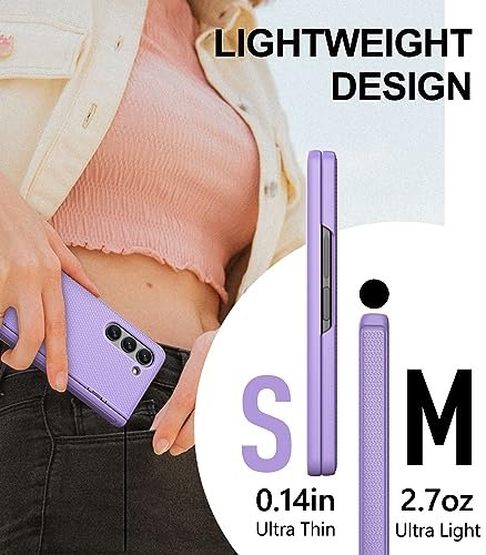 Sixbox Slim Fit Designed For Samsung Galaxy Z Fold 5 Case Ultra Thin Z Fold 5 Case With Screen Protector Hinge Protection Support Wireless Charging Protective Phone Case For Z Fold 5 Purple Featured