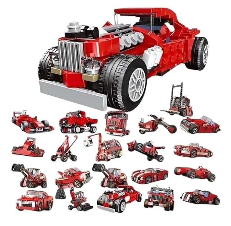 Sky Tech 20 In 1 Magic Building Blocks Set 268 Pieces Creative Construction Toy For Kids Includes Instruction Manual Ideal For Boys Girls Ages 6 Diy Brick Vintage Car Truck Bike Models Featured