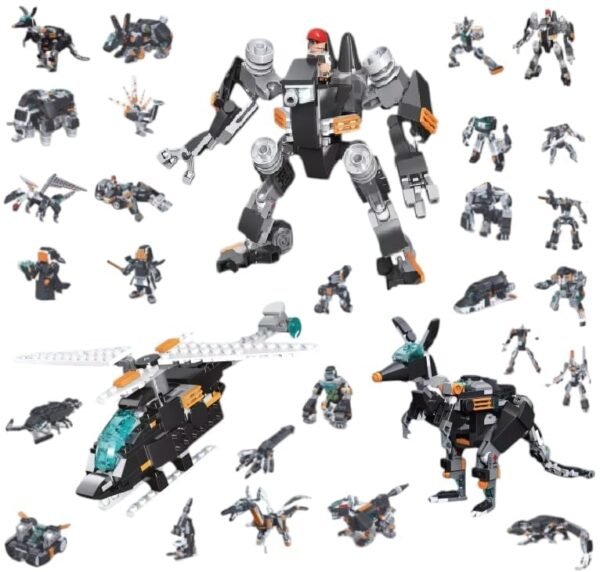Sky Tech 33 In 1 Magic Building Blocks Set 256 Pieces Creative Construction Toy For Kids Includes Instruction Manual Diy Brick Robot Jet Legendary Creatures Models For Boys Girls Ag Gallery 1