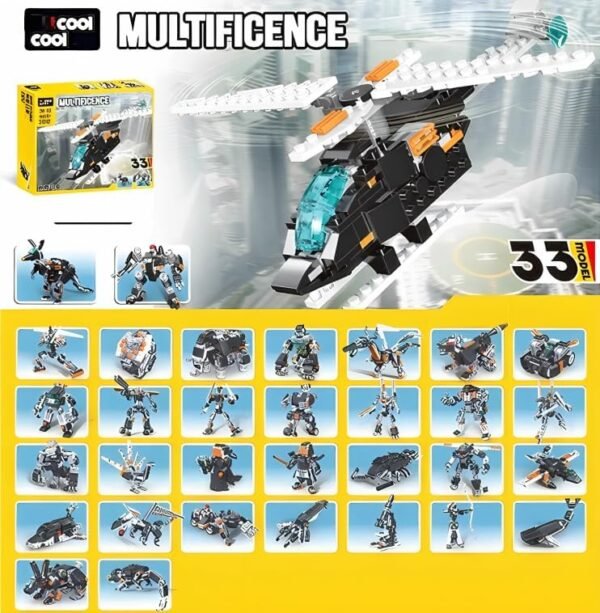 Sky Tech 33 In 1 Magic Building Blocks Set 256 Pieces Creative Construction Toy For Kids Includes Instruction Manual Diy Brick Robot Jet Legendary Creatures Models For Boys Girls Ag Gallery 6
