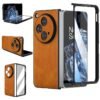Slim Case For Oneplus Open 2023 With Front Built In Screen Protector Pu Leather Hard Pc Shell Ultra Thin Slim Durable Protective Phone Cover For Oneplus Open 2023 Yellow Featured