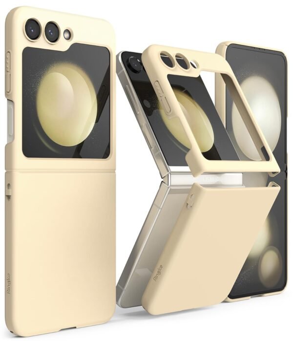 Slim Compatible With Samsung Galaxy Z Flip 5 Case Back Cover Thin Soft Feeling Coating Hard Pc With Non Slip Grip Protective Phone Case For Samsung Z Flip 5 5g Vanilla Cream Gallery 7