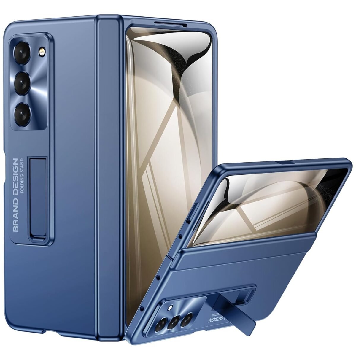 Spoovcto For Samsung Galaxy Z Fold 5 Case Slim Phone Case For Z Fold 5 With Full Hinge Protection Kickstand Screen Protector Blue Gallery 3