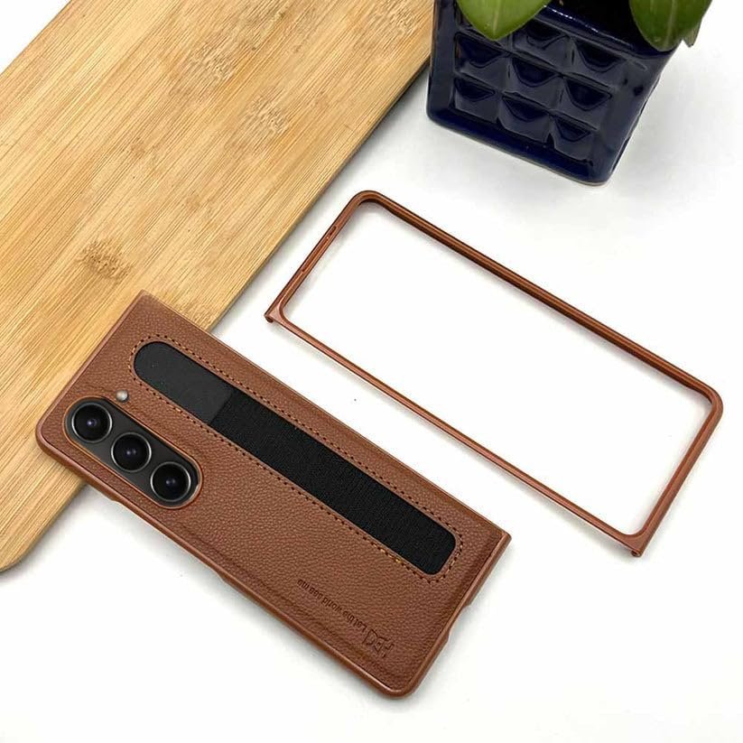 Sunny Fashion Leather Case For Samsung Galaxy Z Fold5 Z Fold 5 Shockproof Protection Back Case Cover Brown Featured