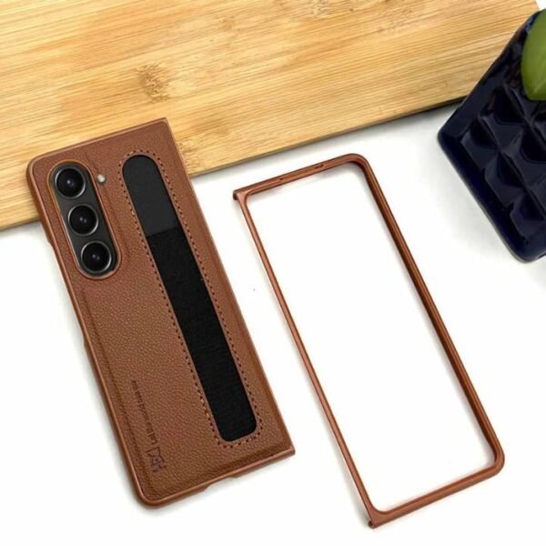 Sunny Fashion Leather Case For Samsung Galaxy Z Fold5 Z Fold 5 Shockproof Protection Back Case Cover Brown Gallery 1