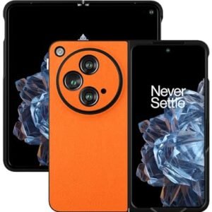 Suzii For One Plus Open Case Leatherpu Leather Hard Pc Shell Ultra Thin Slim Durable Protective Phone Cover For Oneplus Open Leather Case Orange Featured