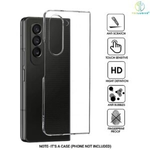 T Teclusive Crystal Clear Transparent Case Compatible For Galaxy Z Fold 5 Shockproof Protective Hard Slim Clear Cover With Camera Protection Fold 5 Featured
