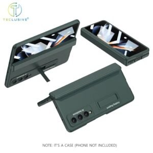 T Teclusive Ultra Luxury Full Protection Case Cover With Magnetic Hinge Protection Compatible For Galaxy Z Fold 5 4 Slim Front Tempered Glass Case With Hidden Stand Green Fold 5 Featured