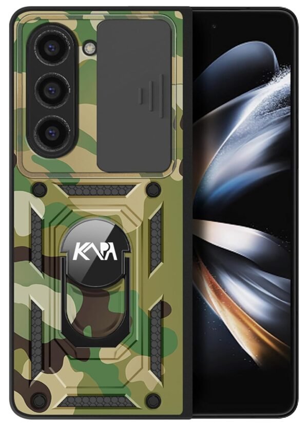 Tank Back Cover For Samsung Galaxy Z Fold 5 Inbuilt Ring Slider Shockproof Lens Protection Bumper Back Case Green Gallery 3