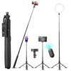 Techmaven Selfie Stick Tripod Stand For Mobile 360 Rotation 62 1 4 Screw For Mobile Mirorless Action Camera Ring Light Gopro Potrait Shots Vogging Live Streaming Aluminium Black Featured