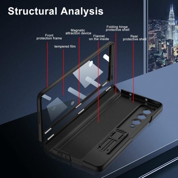 Techtrendz Magnetic Case For Samsung Galaxy Z Fold 4 Case Hinge Coverage Protective Case With Built In Kickstand Pc All Inclusive Shockproof Cover Gallery 2