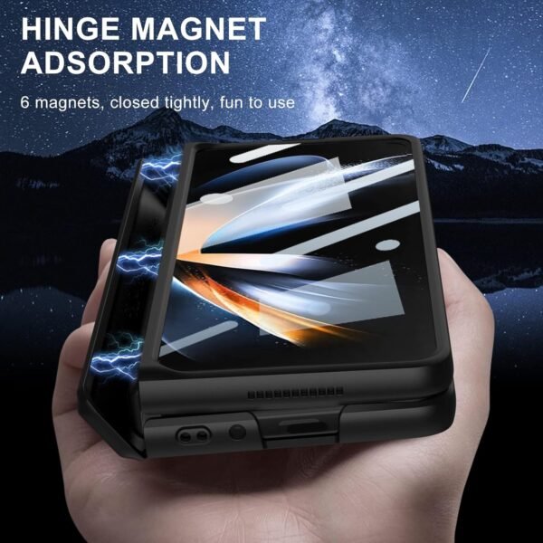 Techtrendz Magnetic Case For Samsung Galaxy Z Fold 4 Case Hinge Coverage Protective Case With Built In Kickstand Pc All Inclusive Shockproof Cover Gallery 3