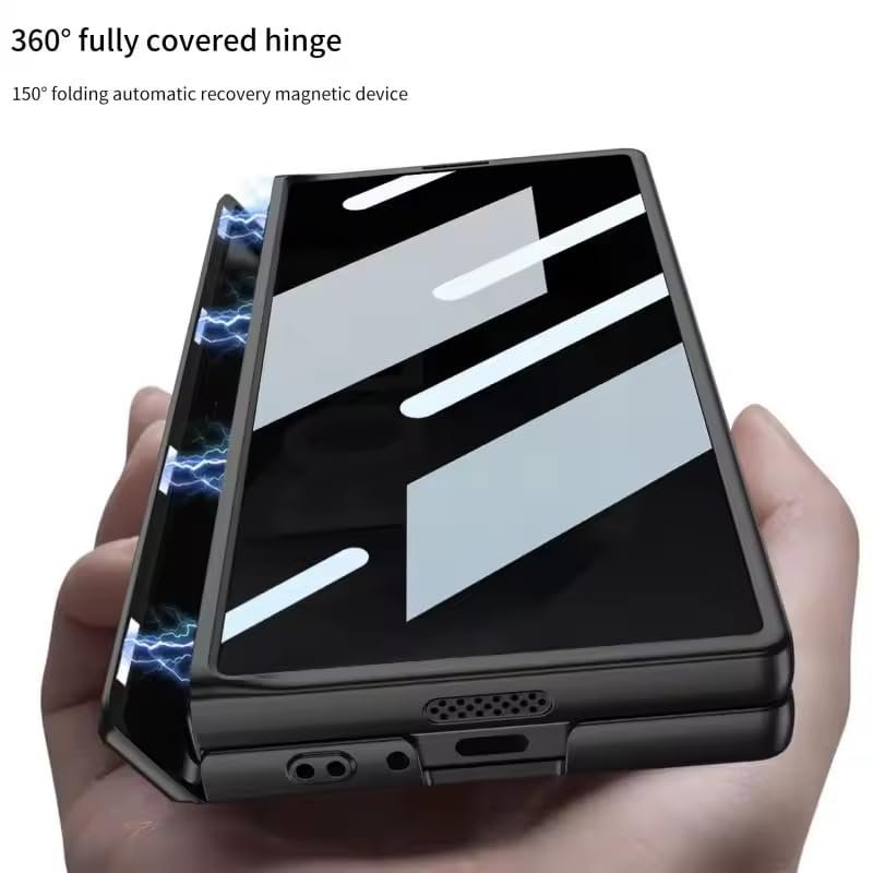 Techtrendz Magnetic Case For Samsung Galaxy Z Fold 6 Case Hinge Coverage Protective Case With Built In Kickstand Pc All Inclusive Shockproof Cover Polycarbonate Titanium Grey Featured