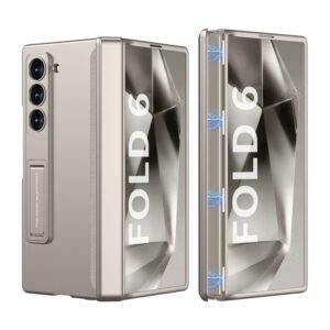 Techtrendz Magnetic Case For Samsung Galaxy Z Fold 6 Case Hinge Coverage Protective Case With Built In Kickstand Pc All Inclusive Shockproof Cover Polycarbonate Titanium Grey Gallery 3