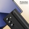 TechTrendz Protective Kickstand Phone Case for Samsung Galaxy Z Fold 6,Shockproof Stand Case with in Built Front Glass Protector Pen Case Compatible with Z Fold 6 5G - (Grey,Not Original S Pen)