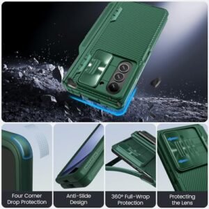 Thermoplastic Polyurethane Samsung Galaxy Z Fold 5g Case With S Pen Holderhinge Protection Hidden Kickstand Slide Camera Cover Camshield Pro Slim Protective Case Dark Green Featured