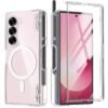 TONGATE Magnetic for Galaxy Z Fold 6 Case with Screen Protector, [Compatible with MagSafe] Non-Yellowing Slim Transparent Z6 Phone Case Built-in S Pen Holder & Hinge Cover for Samsung Z Fold6, Clear