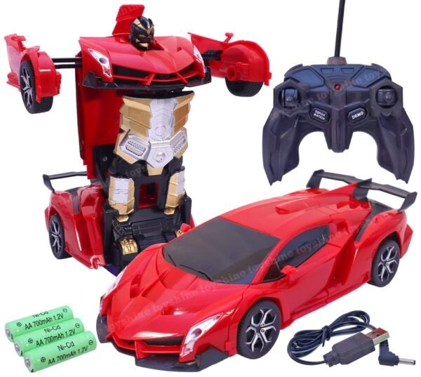 Toyshine Big Size 118 Remote Control Car To Robot Transforming Car Toy Rechargeable Red Model Sports Car For Kid Gallery 5