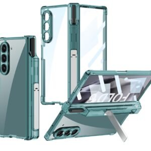 Transparent Shockproof Airbag Series Back Case Cover With S Pen Hoderhinge Cover Kickstand For Samsung Galaxy Z Fold 6 5g Clear Green Featured