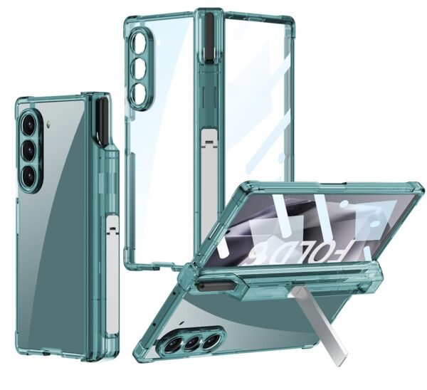 Transparent Shockproof Airbag Series Back Case Cover With S Pen Hoderhinge Cover Kickstand For Samsung Galaxy Z Fold 6 5g Clear Green Featured