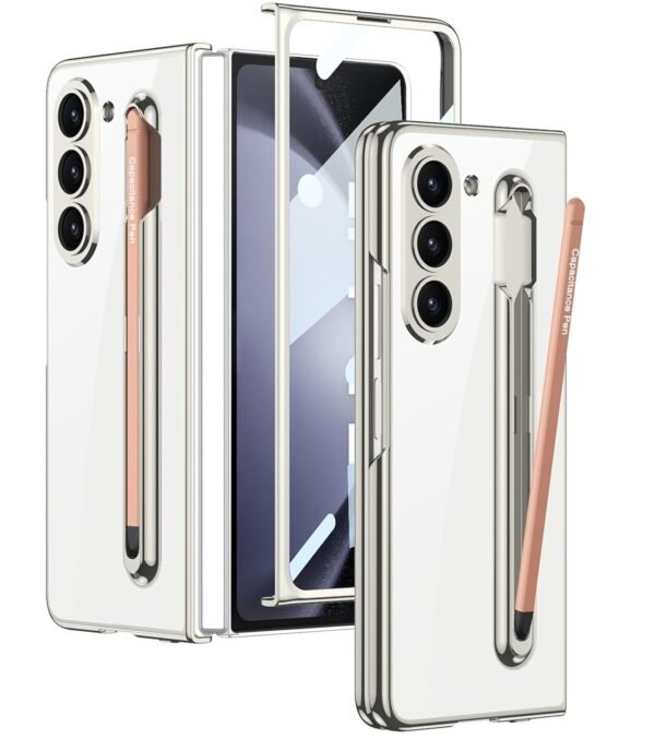 Transparent Slim Electroplated Back Case Cover With Front Glass Pen For Samsung Galaxy Z Fold5 Galaxy Fold 5 Case Cover Gallery 1