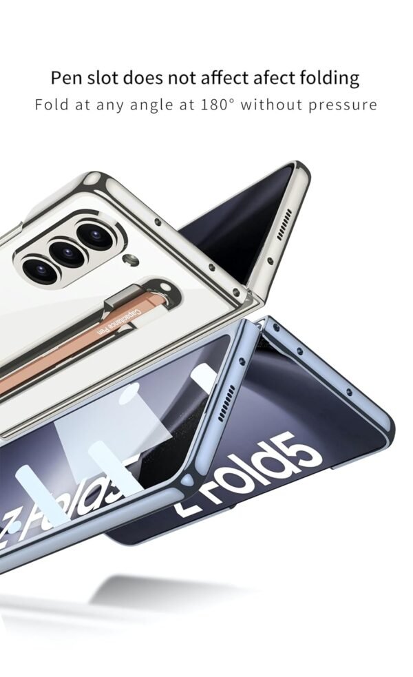 Transparent Slim Electroplated Back Case Cover With Front Glass Pen For Samsung Galaxy Z Fold5 Galaxy Fold 5 Case Cover Gallery 4