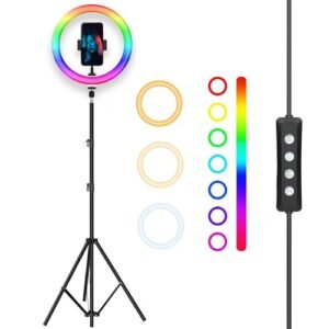 Tygot 14 Inch Led Rgb Ring Light With Tripod Stand For Camera Phone Youtube Video Shoot Live Stream Makeup Reels Professional Multicolour Ringlight With 7 Feet Foldable Stand Mobile Mount Featured