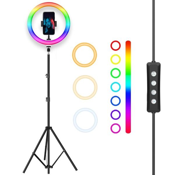 Tygot 14 Inch Led Rgb Ring Light With Tripod Stand For Camera Phone Youtube Video Shoot Live Stream Makeup Reels Professional Multicolour Ringlight With 7 Feet Foldable Stand Mobile Mount Gallery 7
