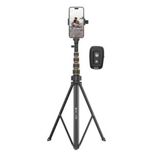Tygot X 1 Pro 78 Inches Aluminium Tripod With Bluetooth Remote Mobile Holder Phone Stand For Ring Light Gopro Camera Light Stand For Video Recording Shooting Streaming Reels Youtube Featured