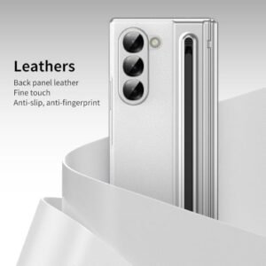 Ultra Hybrid Luxury Design Leather Case For Samsung Galaxy Z Fold 6 With S Pen Tempered Glass Screen Protector Kickstand Comfortable Grip Scratch Resistant For Fold 6 Case Black Featured