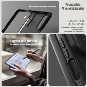 Ultra Hybrid Nilkin Polycarbonate Case For Samsung Galaxy Z Fold 5 Case With S Pen Holder Screen Protectorshinge Protection With Hidden Kickstand For Galaxy Z Fold 5 Black Featured