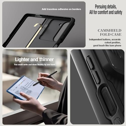 Ultra Hybrid Nilkin Polycarbonate Case For Samsung Galaxy Z Fold 5 Case With S Pen Holder Screen Protectorshinge Protection With Hidden Kickstand For Galaxy Z Fold 5 Black Featured
