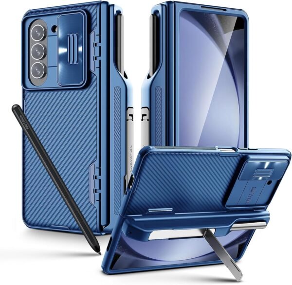 Ultra Hybrid Nilkin Polycarbonate Case For Samsung Galaxy Z Fold 5 Case With S Pen Holder Screen Protectorshinge Protection With Hidden Kickstand For Galaxy Z Fold 5 Blue Gallery 1