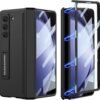Ultra Hybrid Pc Glass Leather Compatible With Samsung Galaxy Z Fold 5 2023 Case With Magnetic Hinge Protection Screen Protector Adjustable Kickstand For Fold 5 Case Black Gallery 3