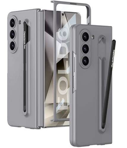 Ultra Slim Cover With Front Glass Protector Pen Free For Samsung Galaxy Z Fold6 Galaxy Fold 6 Case Cover Grey Polycarbonate Featured