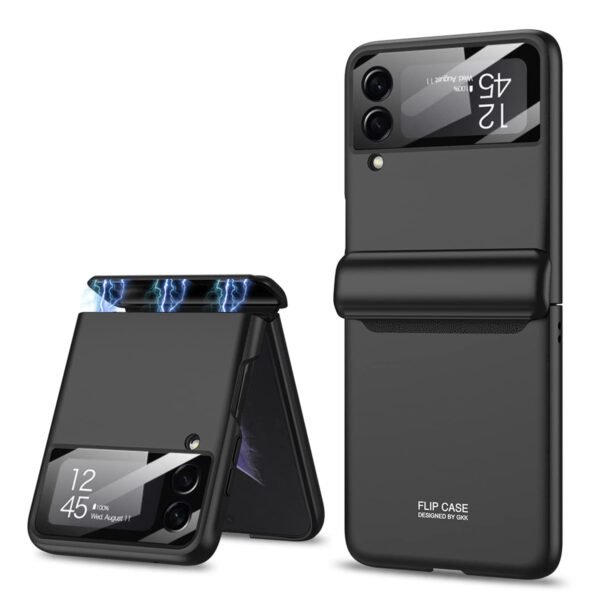 Ultra Thin Back Case Cover For Galaxy Z Flip 4 Magnetic Hinge Protection And Inbuilt Glass Window Protection Black Gallery 7