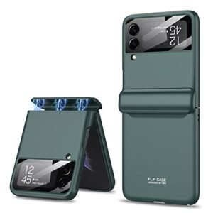 Ultra Thin Back Case Cover For Galaxy Z Flip 4 Magnetic Hinge Protection And Inbuilt Glass Window Protection Green Featured