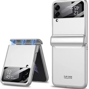 Ultra Thin Back Case Cover For Galaxy Z Flip4 Z Flip 4magnetic Hinge Protection And Inbuilt Glass Window Protection White Featured