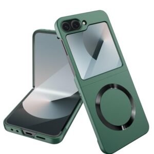 Ultra Thin Back Case Cover With Back Screen Glass Magnetic Charging Support For Samsung Galaxy Z Flip6 5g Galaxy Flip 6 Case Cover Forest Green Featured