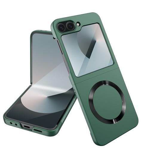 Ultra Thin Back Case Cover With Back Screen Glass Magnetic Charging Support For Samsung Galaxy Z Flip6 5g Galaxy Flip 6 Case Cover Forest Green Featured