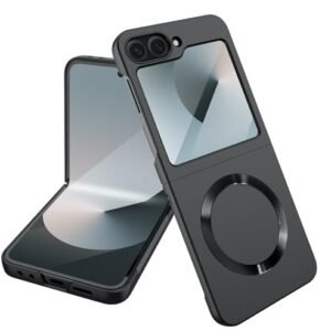 Ultra Thin Back Case Cover With Back Screen Glass Magnetic Charging Support For Samsung Galaxy Z Flip6 5g Galaxy Flip 6 Case Cover Jet Black Featured