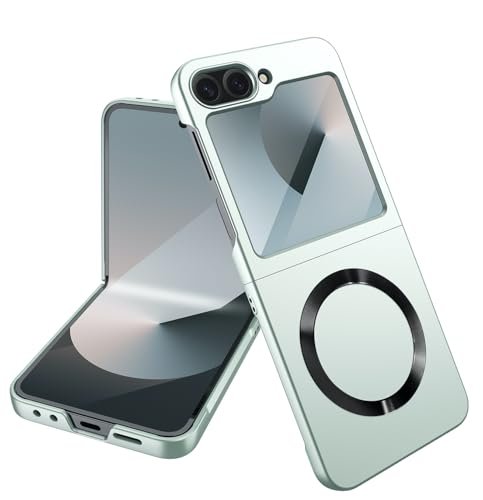 Ultra Thin Back Case Cover With Back Screen Glass Magnetic Charging Support For Samsung Galaxy Z Flip6 5g Galaxy Flip 6 Case Cover Mint Green Featured