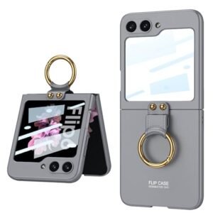 Ultra Thin Back Case Cover With Back Screen Glass Ring For Samsung Galaxy Z Flip6 Galaxy Flip 6 Case Cover Matte Grey Featured