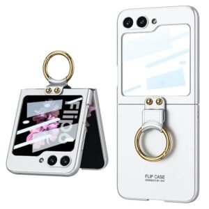 Ultra Thin Back Case Cover With Back Screen Glass Ring For Samsung Galaxy Z Flip6 Galaxy Flip 6 Case Cover Matte Silver Featured