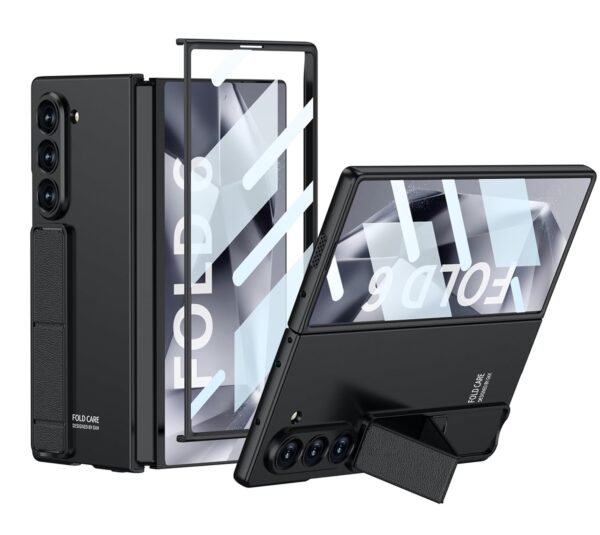 Ultra Thin Case Cover With Foldable Kick Stand Front Glass Protector For Samsung Galaxy Z Fold6 Galaxy Fold 6 Case Cover Matte Black Gallery 1