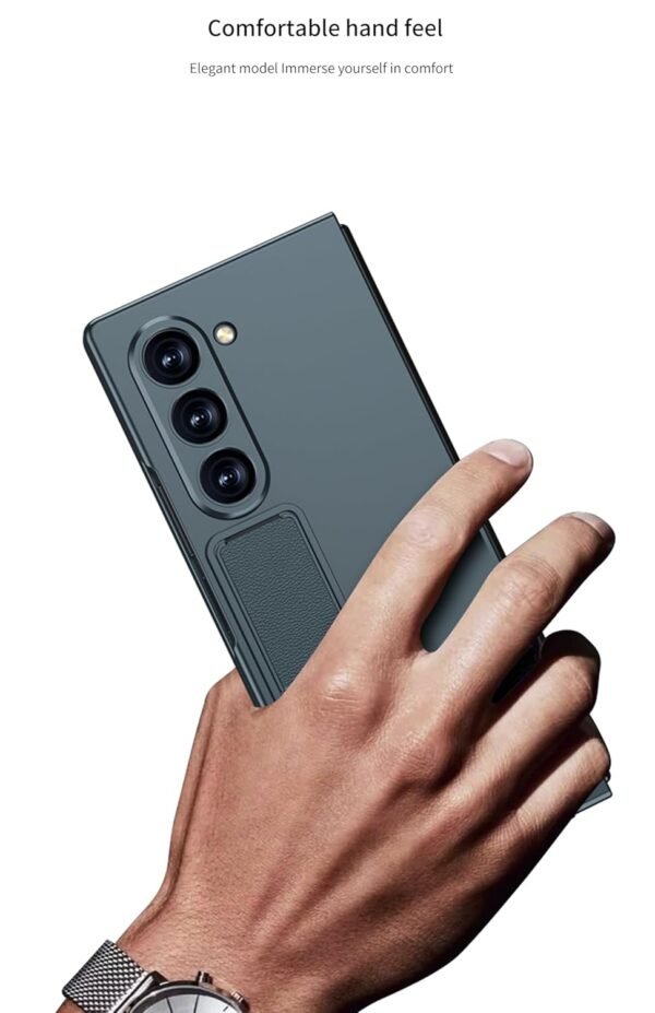 Ultra Thin Case Cover With Foldable Kick Stand Front Glass Protector For Samsung Galaxy Z Fold6 Galaxy Fold 6 Case Cover Matte Black Gallery 5