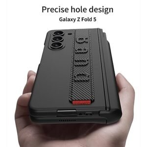 Ultra Thin Case Cover With Leather Strap Hinge Protector S Pen Holder For Samsung Galaxy Z Fold5 Galaxy Fold 5 Case Cover Matte Silver Featured