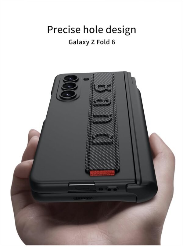 Ultra Thin Case Cover With Leather Strap Hinge Protector S Pen Holder For Samsung Galaxy Z Fold6 Galaxy Fold 6 Case Cover Matte Black Gallery 4