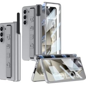 Ultra Thin Case Cover With Leather Strap Hinge Protector S Pen Holder For Samsung Galaxy Z Fold6 Galaxy Fold 6 Case Cover Matte Grey Featured